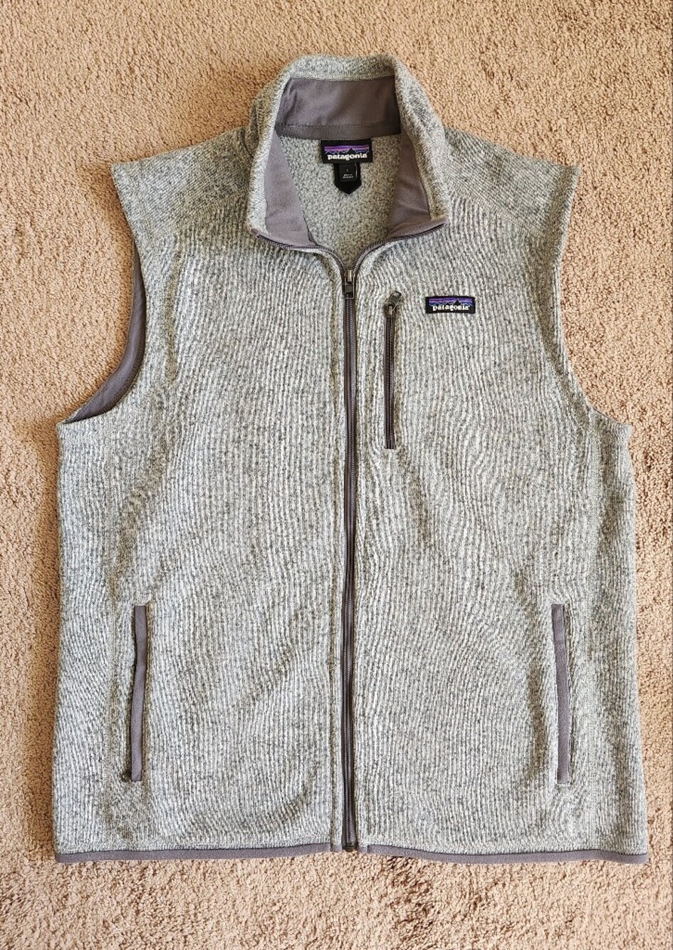 PATAGONIA BETTER SWEATER VEST MENS LARGE LIGHT GREY OUTDOOR FLEECE 3 POCKETS